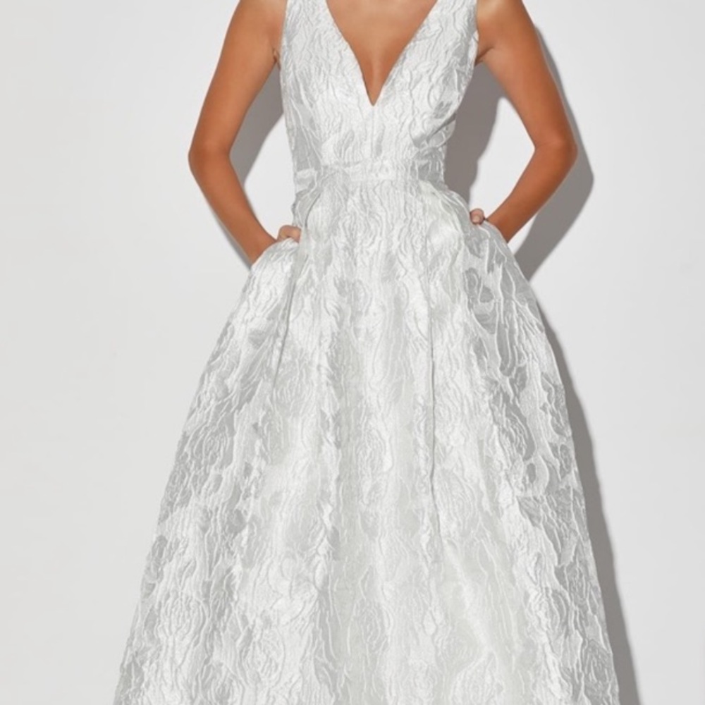 Lulus White Metallic Maxi Dress